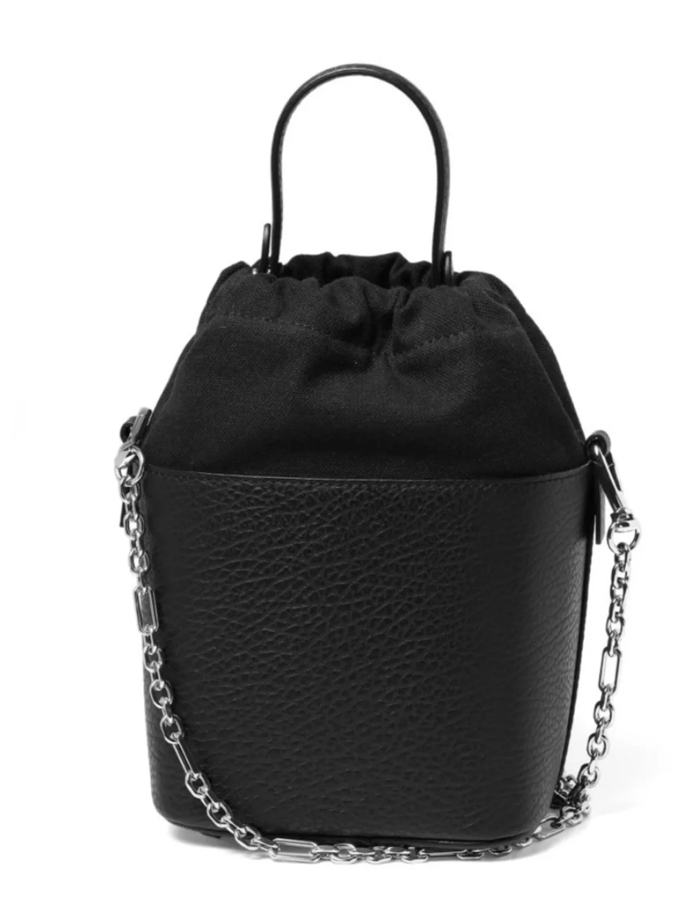 Maison Martin Margiela Black Leather Drawstring Bucket Bag